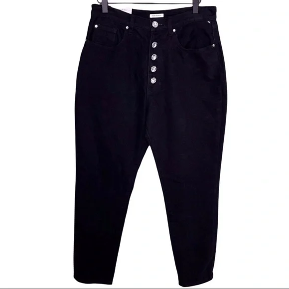 WeWoreWhat The Danielle Straight Leg Jeans Crystal Buttons Black Size 30 - Picture 4 of 13